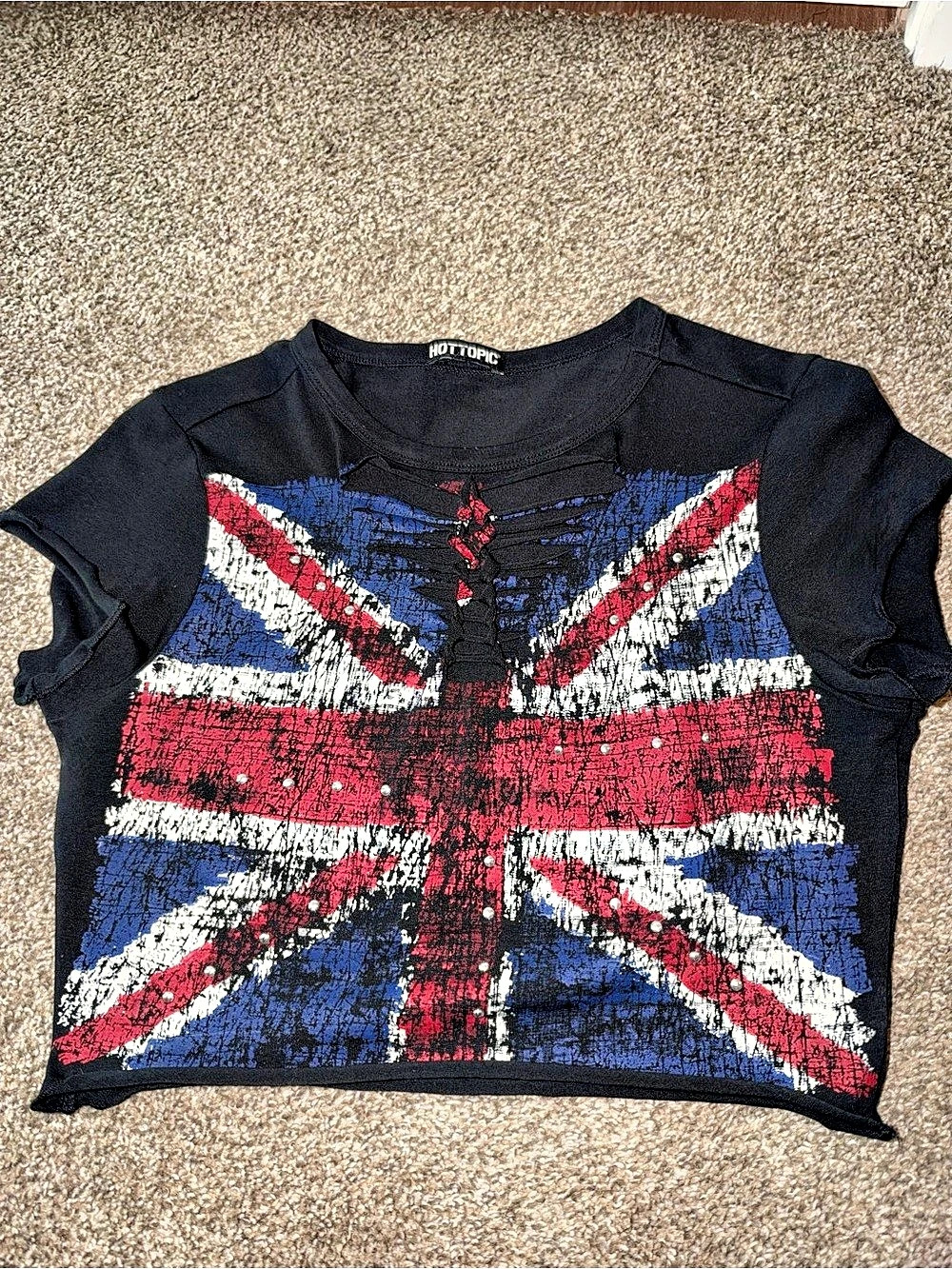 HOTTОPIC Union Jack Graphic Cropped Tee